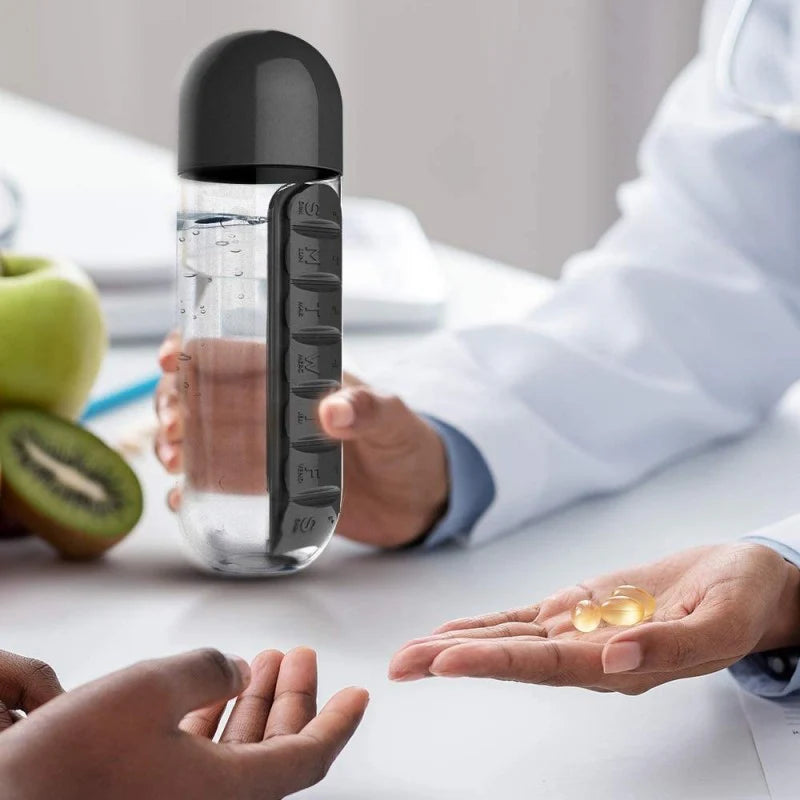 Detachable Water Bottle with Pill Box