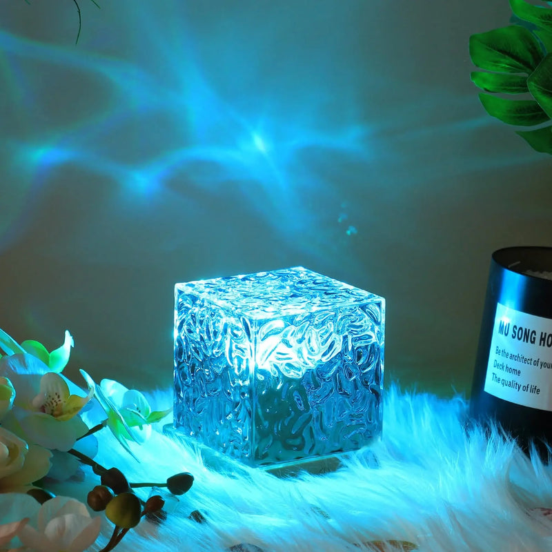 Ocean Water Projector Light 16 Colors Rotating Flame Nightlight